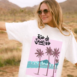 Retro Rio de Janeiro Shirt, Copacabana Beach Graphic Tshirt, Brasilian Tee, Coastal Aesthetic Shirt, Beach Vacation Top, Vintage Brasil Tee