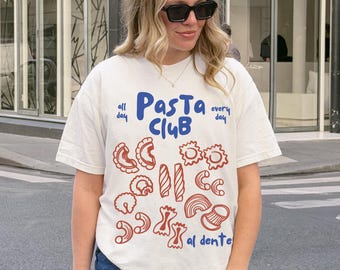 Pasta Club Shirt, Al Dente Comfort Colors Tee, Trendy Pasta Shapes Tshirt, Retro Vintage Graphic Shirt, Aesthetic Top Gift for Pasta Lovers