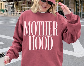 Motherhood Sweatshirt Comfort Colors Crewneck Vintage Minimalist Mom Sweater Cozy Unisex Pullover Gift for Moms Mothers Day Mom Life Shirt