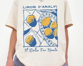 Limoni D’Amalfi Shirt, Amalfi Coast Lemon Tee, Italian Summer Shirt, Coastal Italy Graphic Tee, Mediterranean Vacay Outfit, Lemon Lover Gift