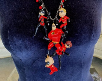 The Incredibles Necklace, Fun Jewelry Art OOAK by Lori Gutierrez!