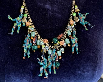 Camouflage Toy Story Army Men / Toy Soldier Necklace, Fun Jewelry Art OOAK by Lori Gutierrez!