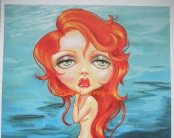 Mermaid Art by Lori Gutierrez!  Mermaid Vixen, Ravishing Red Hair!  Gorgeous and Fun!