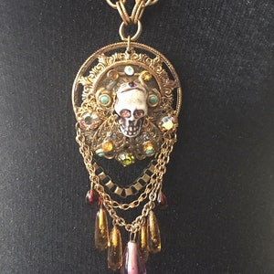 Beautiful Halloween & Day of the Dead Necklace Handmade Jewelry Art OOAK by Lori Gutierrez!