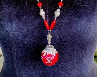 Shiny Brite Ornament Necklace, OOAK Handmade Jewelry Art by Lori Gutierrez!