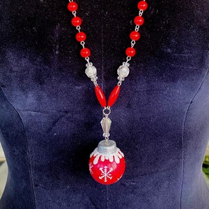 Shiny Brite Ornament Necklace, OOAK Handmade Jewelry Art by Lori Gutierrez image 1