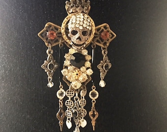 Beautiful Halloween & Day of the Dead Necklace Handmade Jewelry Art OOAK by Lori Gutierrez!