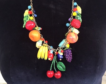 Tropical Fun Necklace Hand-painted Jewelry Art OOAK by Lori Gutierrez!