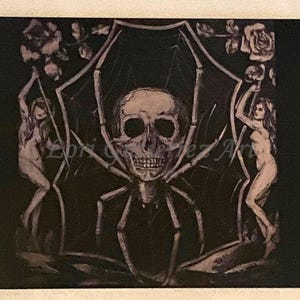 Biglietto di auguri "Skull Spider" di Lori Gutierrez. Scuro e meraviglioso! OOAK!