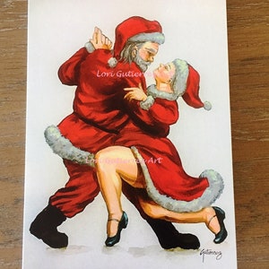 Holiday Greeting Card Santa And Mrs. Claus Do the Tango by Lori Gutierrez image 1