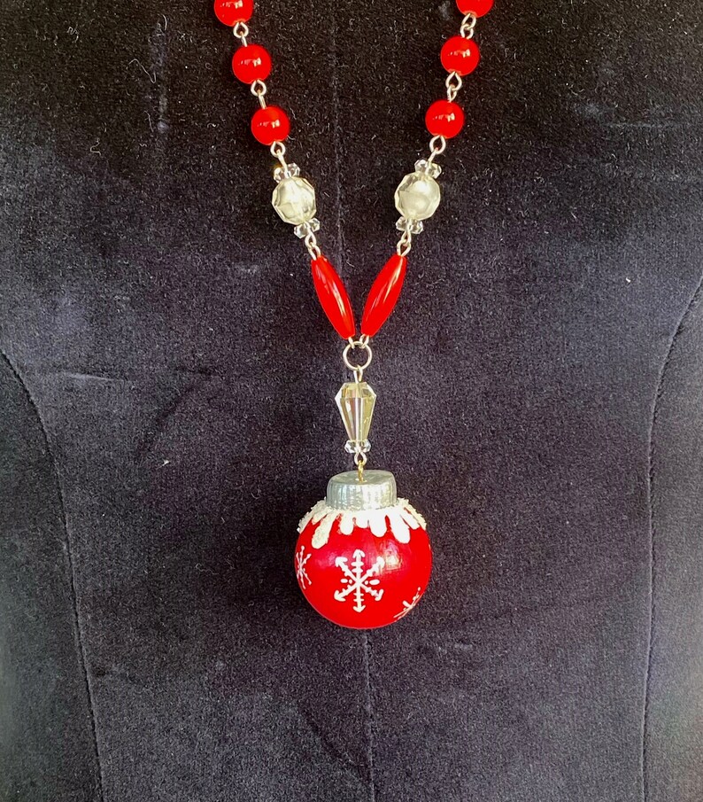 Shiny Brite Ornament Necklace, OOAK Handmade Jewelry Art by Lori Gutierrez image 2