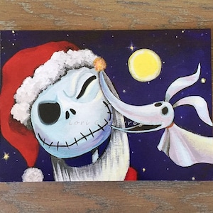 Tarjeta de felicitación navideña "¡Zero ama a Jack!" por Lori Gutiérrez