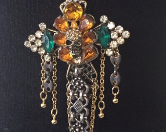 Beautiful Halloween Necklace Handmade Jewelry Art OOAK by Lori Gutierrez!