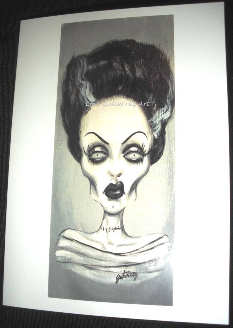 Greeting Card Bride of Frankenstein Lori Gutierrez OOAK Art image 1