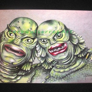 Cartão comemorativo "Criaturas Apaixonadas" Arte original OOAK de Lori Gutierrez
