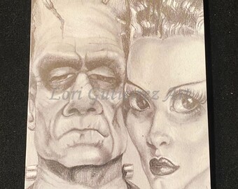 Carte de voeux « Frankenstein & Bride » par Lori Gutierrez - OOAK Art !!