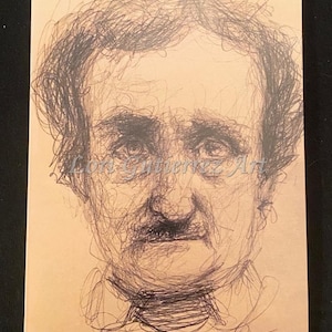 Tarjeta de felicitación &quot;Edgar Allan Poe&quot; de Lori Gutiérrez - ¡¡Arte OOAK!!