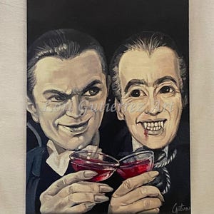 Carte de vœux " Vampires portant un toast !"  Lori Gutierrez OOAK Art !