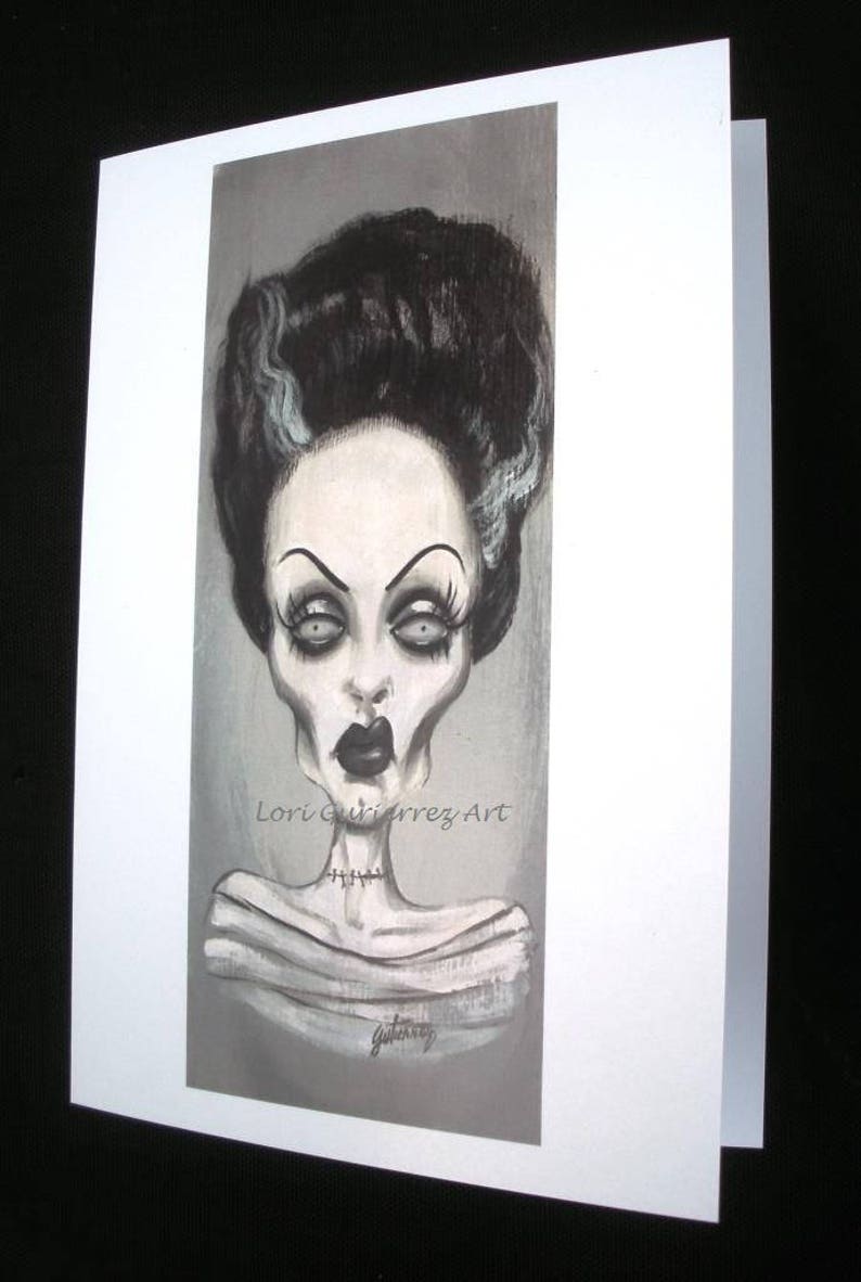 Greeting Card Bride of Frankenstein Lori Gutierrez OOAK Art image 2
