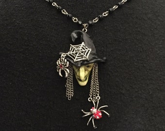 Fun and Chic Halloween Witch Necklace Handmade Jewelry Art OOAK by Lori Gutierrez!