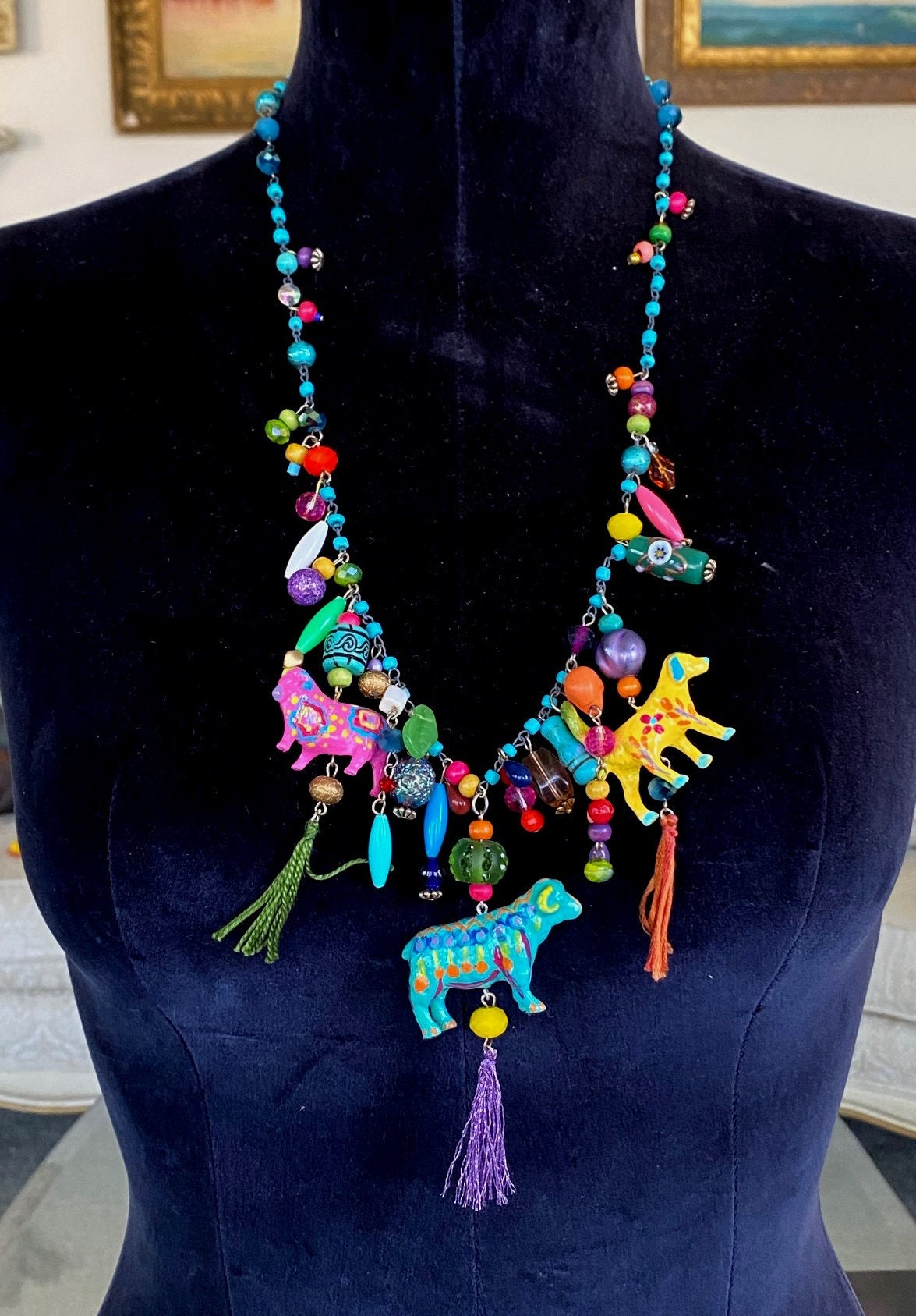 Bohemian Boho Style Necklace, Animals, Fun Jewelry Art OOAK by Lori ...