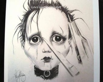 Greeting Card "Young Edward Scissorhands"!!  Lori Gutierrez Art OOAK!