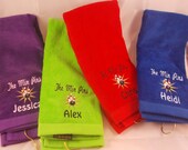Embroidered Personalized HEMMED Bowling Towel with Grommet- Bowling Pins and Ball