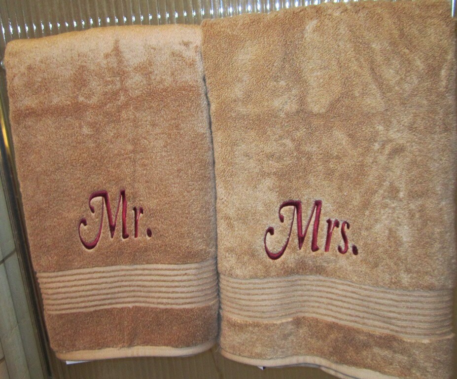 Mr. and Mrs. Embroidered Bath Towels Wedding Gift Etsy