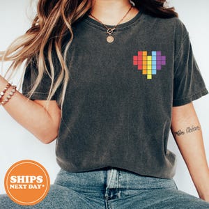 Rainbow Heart T-Shirt, LGBTQ+ Pride Shirt, Gay Pride Tee, Comfort Colors Pride Shirt, Mother&#39;s Day Gift, Pride Shirt for Him or Her