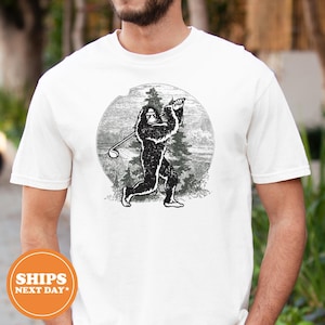 Bigfoot Golfer T-Shirt, Funny Sasquatch Golf Shirt, Comfort Colors Golf Tee, Bigfoot Golf Silhouette Shirt, Outdoor Sports Graphic Tee