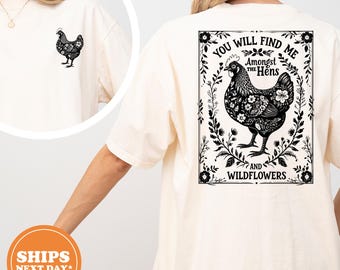 Floral Chicken Comfort Colors T-Shirt, Chicken Lover Gift