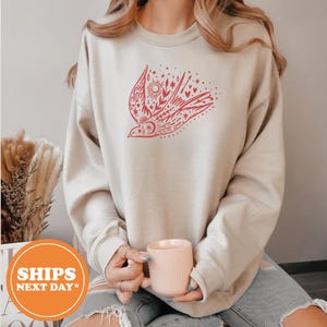Celestial Bird Sweatshirt, Moon Stars Hoodie, Boho Folk Art Pullover, Vintage Bird Graphic Hoodie, Night Sky Aesthetic Sweater, Bird Lovers