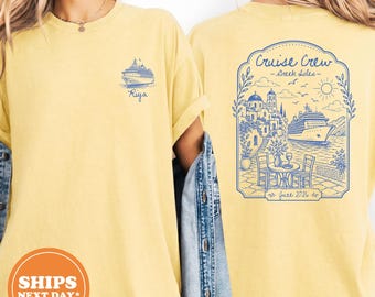 T-shirt personnalisé pour croisière en Méditerranée, T-shirt Comfort Colors pour équipage de croisière, T-shirt de voyage assorti pour toute la famille
