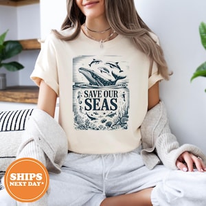 Save Our Oceans T-Shirt, Y2K Coquette Tee, 90s Vintage Shark Shirt, Comfort Colors Sea Creatures Tee, Cool Girl Graphic T-Shirt, Ocean Gift