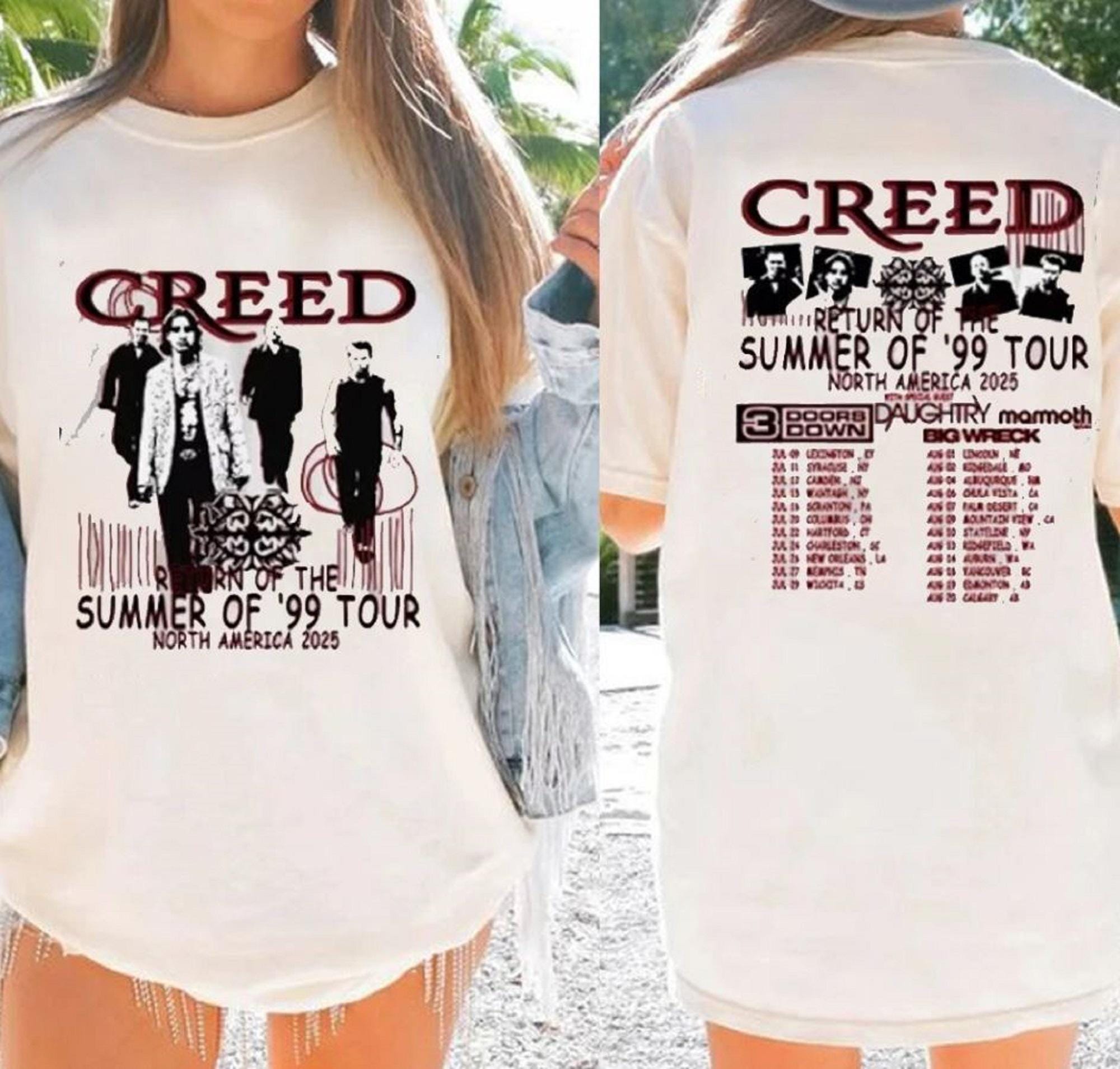 Retro Creed Band Tour Shirt 2025, Return of The Summer 99 Tour Shirt, 2 sided Creed Tour 2025 Shirt, Vintage Creed Summer of 99 Tour Shirt