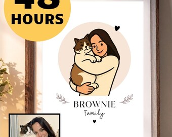 Custom Pet Portrait Illustration, Personalized Dog Cat Drawing (Digital Download)