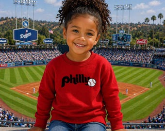 Sudadera roja de Filadelfia para niños pequeños, sudadera para el día del partido de béisbol infantil, sudadera de forro polar Rabbit Skins, conjunto para aficionados de Filadelfia, sudadera de cuello redondo para niños pequeños