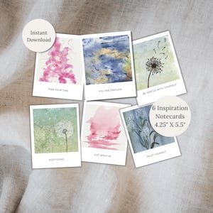 Conjunto de Cartões de Afirmações Imprimíveis com Citações Positivas para Ela - Arte em Aquarela - Papelaria Motivacional - Presente - Download Digital