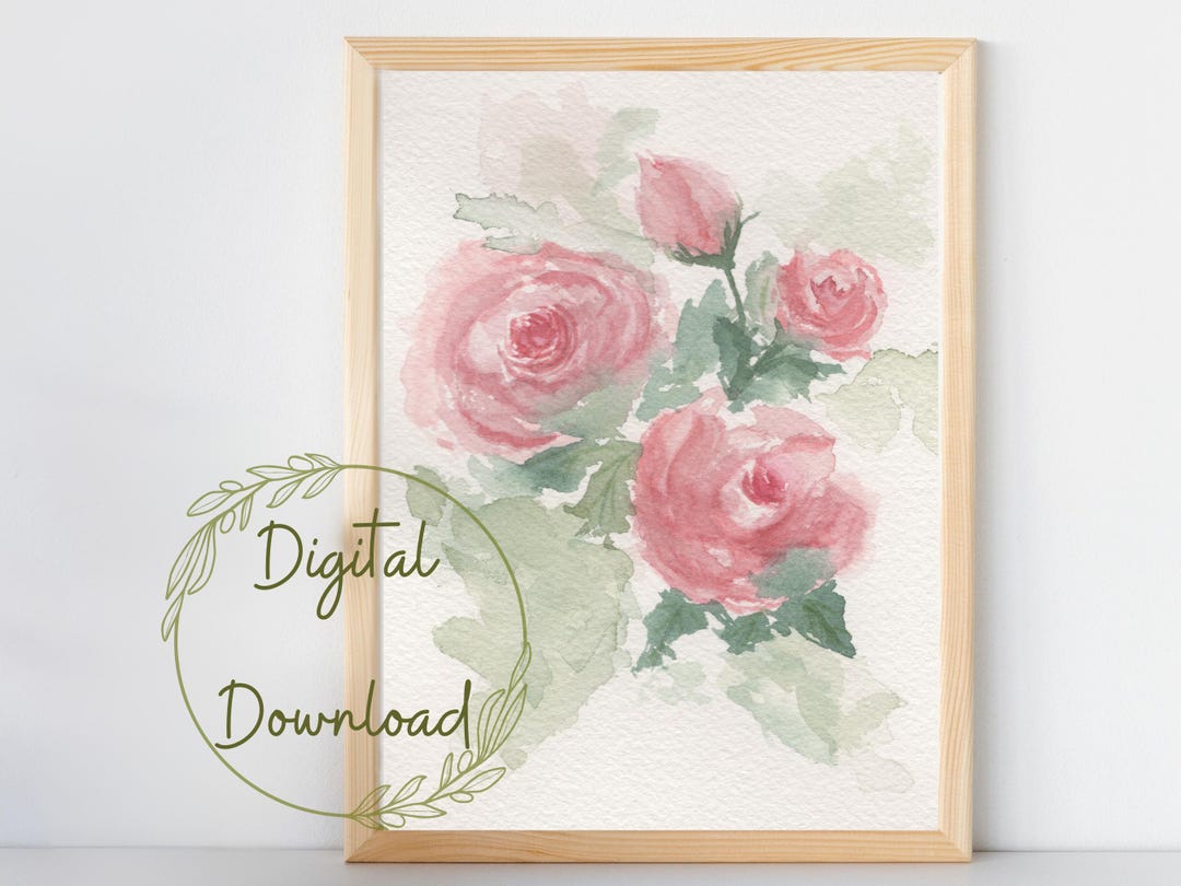 Watercolor Abstract Pink Roses Printable Wall Art Blush Floral Print ...