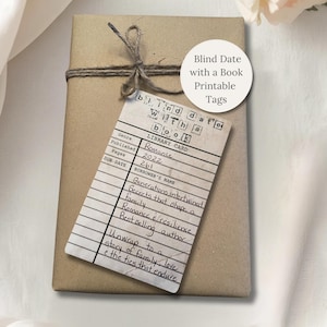 Blind Date With a Book Printable Gift Tags – Vintage Library Card Set – DIY Book Club Favors
