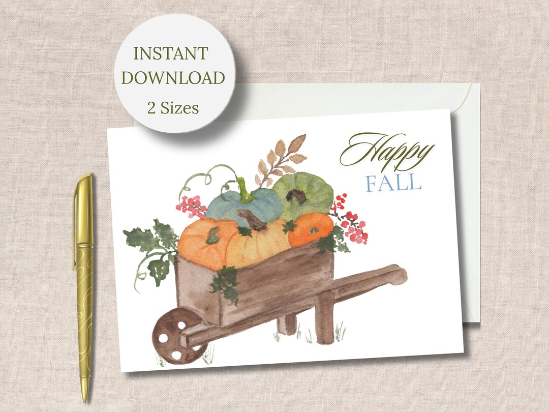 Watercolor Autumn Greeting Cards Happy Fall Gratitude Note Card Set ...
