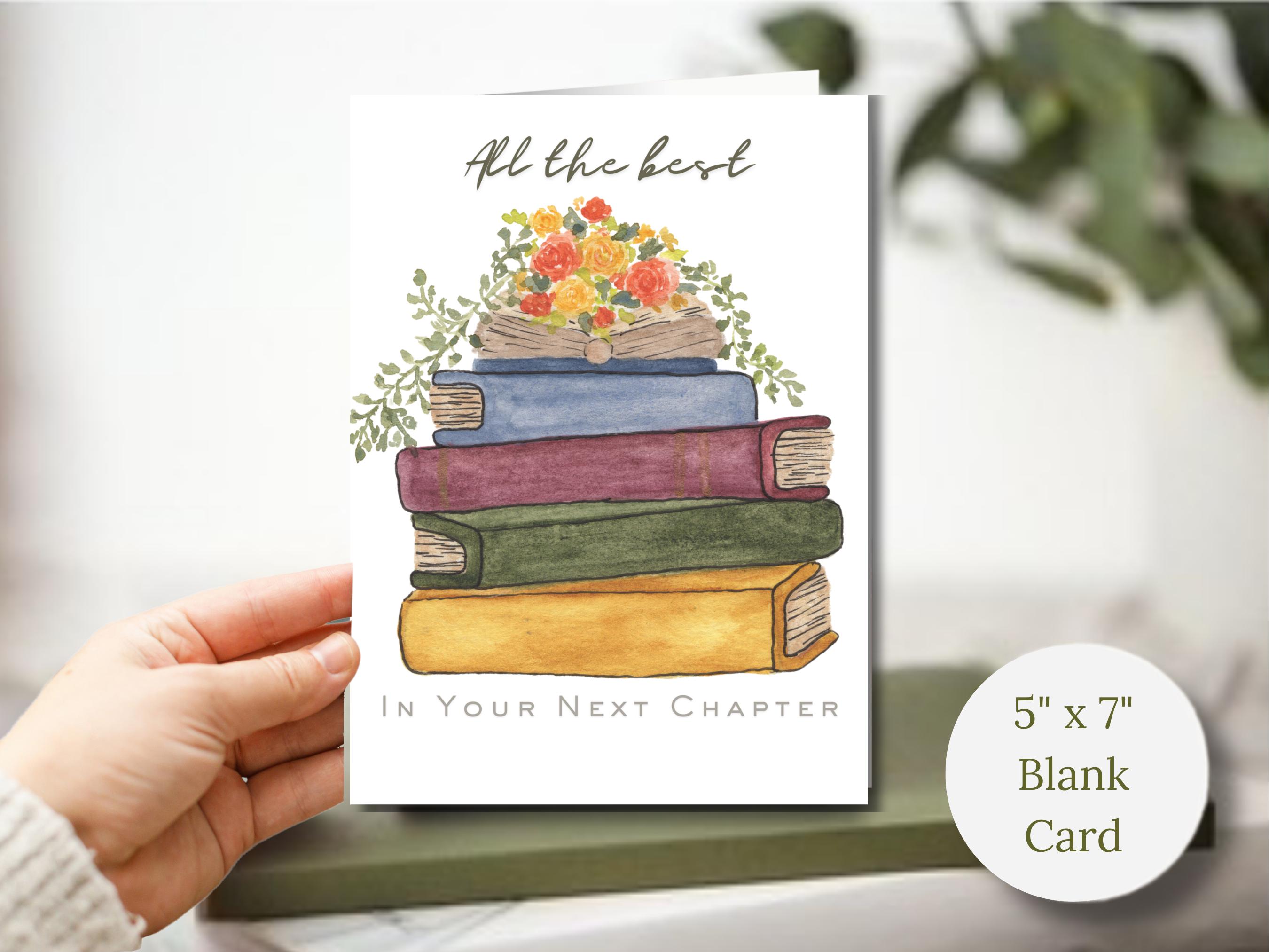 Congratulations Card Printable Book Lovers Watercolor Floral Literary ...