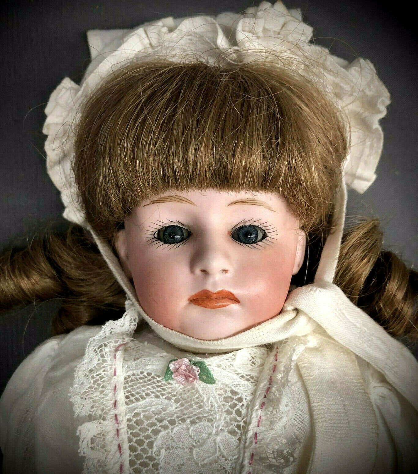 Heubach Mädchen Yeux peints 36 CM, Kopie Antik Puppe