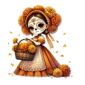 day-of the dead png,La Catrina PNG, Dia de los Muertos, Mexican sugarskull, calavera clipart, girly halloween, decorative skeleton
