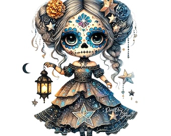 La Catrina PNG, Dag för de dödas sockerskalleflicka Clipart (digital nedladdning)