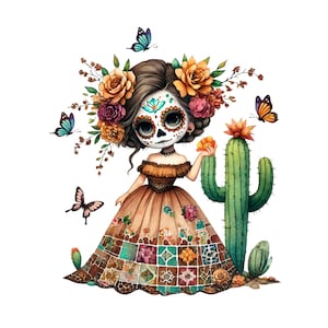 day-of the dead png,La Catrina PNG, Dia de los Muertos, Mexican sugarskull, calavera clipart, girly halloween, decorative skeleton