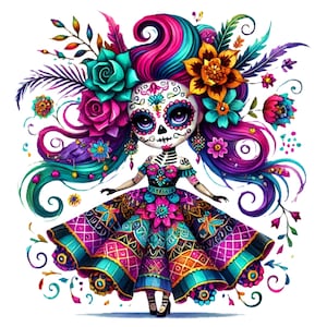 day-of the dead png, catrina clipart, la catrina png, sugarskull,calavera clipart, Mexican tradition, girly halloween, decorative skeleton