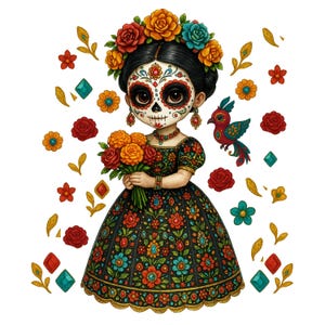 day-of the dead png,La Catrina PNG, Dia de los Muertos, Mexican sugarskull, calavera clipart, girly halloween, decorative skeleton