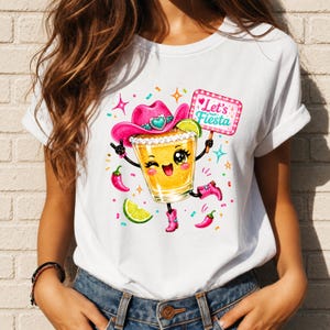 Pink Cowgirl Tequila Shot PNG, Let’s Fiesta Western Sublimation