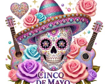 Cinco de Mayo PNG: La Catrina, Sugar Skull Clipart (Digital Download)